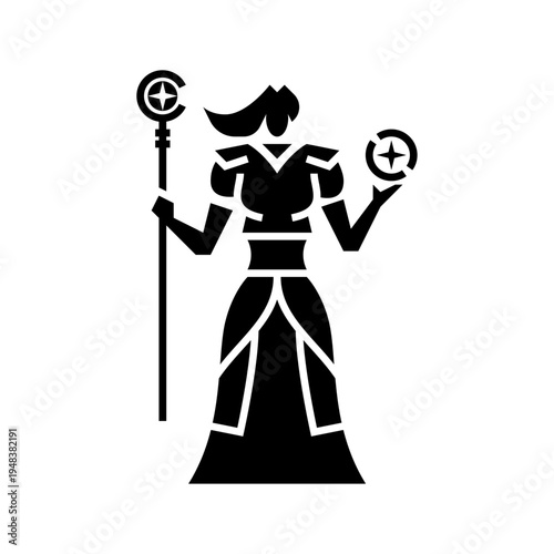 Mage character glyph icon. Mage character illustration.