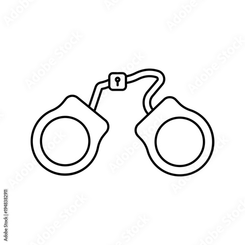 Minimal outline icon set. of handcuffs symbolizing law enforcement, arrest, crime control, justice system, and legal authority concepts.