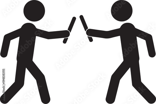 Silhouettes of two people holding whisks facing each other also transparent background kitchen tool black