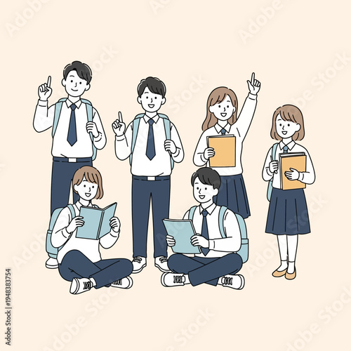 Group of children in school uniform.