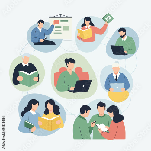 People Working Studying Together Office.