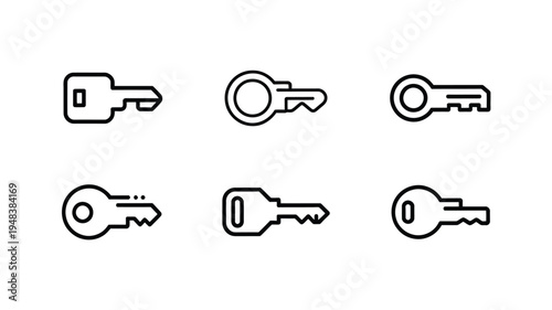 House Key Security Icon Set with Lock, Access and Protection Symbols