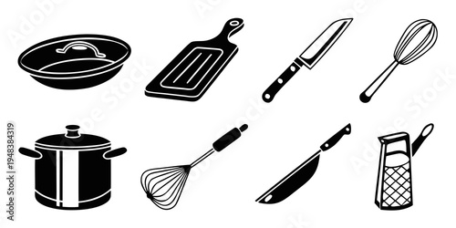 kitchen utensils and cookware for cooking Vector