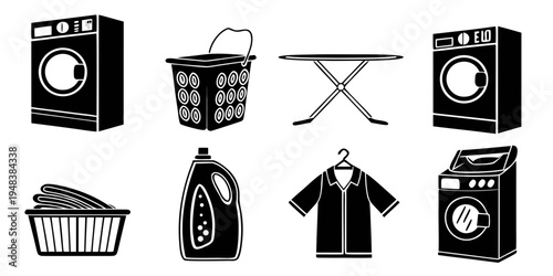 a collection of laundry items and appliances Vector