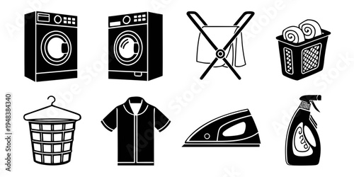 a collection of laundry and cleaning icons Vector