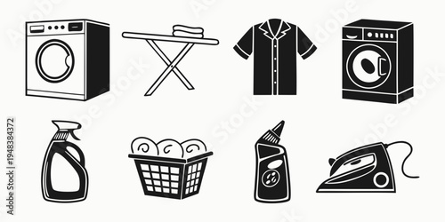 a collection of laundry and cleaning icons Vector