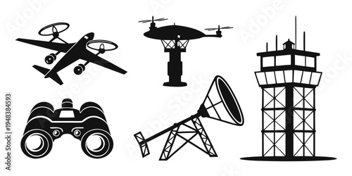 a set of air traffic control icons Vector