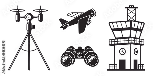 a set of aviation and meteorology icons Vector