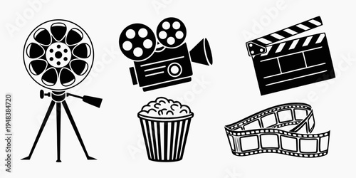 collection of cinema and film icons Vector