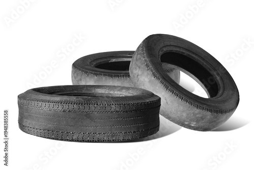 old worn damaged tire isolated