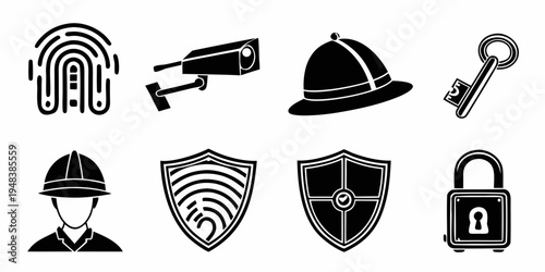 security icons including symbols for protection and safety Vector