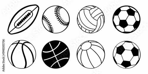 a collection of various sports balls Vector