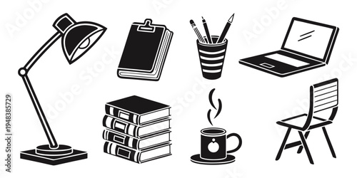 a collection of office and study supplies Vector