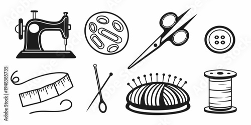 sewing tools and equipment for crafting Vector