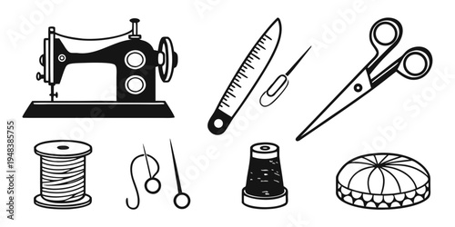 sewing tools and equipment for crafting Vector