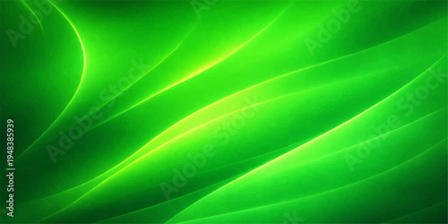 Dynamic green wave background featuring an abstract curve design with yellow light energy and a digital motion texture for a modern nature wallpaper illustration
