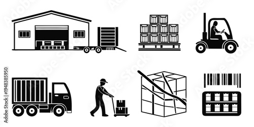 logistics and transportation icons Vector