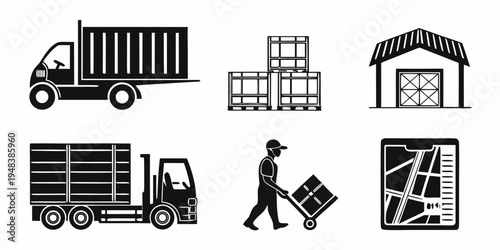 logistics and transportation icons Vector