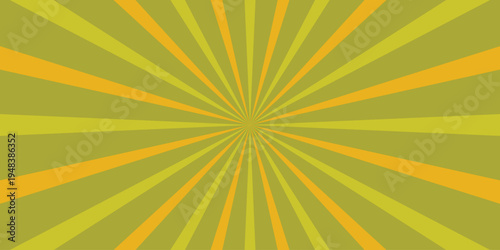 Retro sunburst background with radiating lines in shades of olive green and golden yellow creating a vintage comic book effect