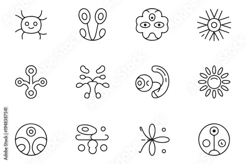 Abstract Biological Form and Cell Icon Collection - Science and Biotech Vector Art
