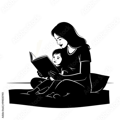 mother reading to child silhouette