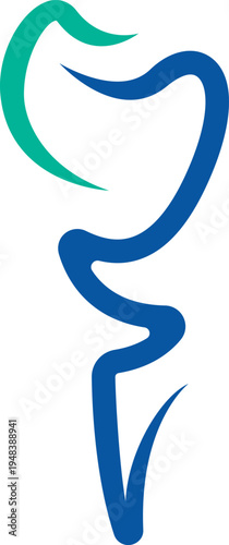 Modern Abstract Dental Implant Logo with Tooth Silhouette and Geometric Lines.