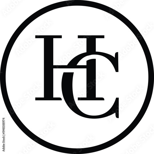 Luxury Geometric HC Monogram Logo featuring Interlocking Letters for Corporate Identity.
