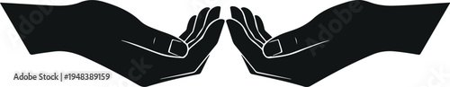 Open hands gesture silhouette vector illustration with two palms facing upward isolated on light background for help, support, offering, and care concept