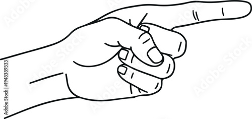 Pointing hand gesture vector illustration with index finger direction sign isolated on light background for instruction, guidance, navigation, and communication design