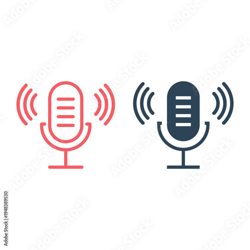 Microphone icons set isolated vector illustration.