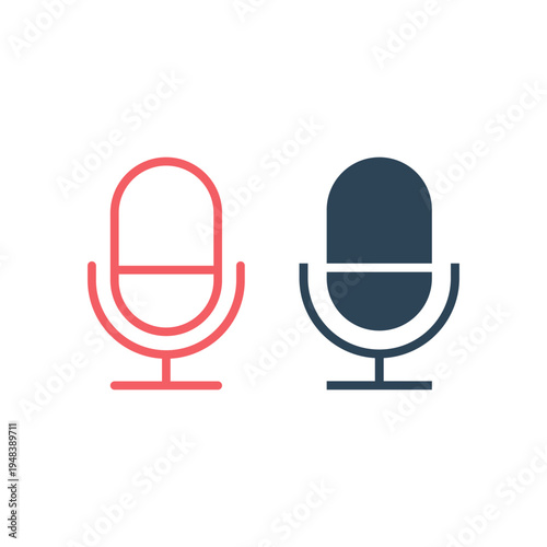 Microphone icons set isolated vector illustration.