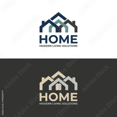 A contemporary logo design featuring modern homes, representing innovative solutions for modern living and real estate. Ideal for companies in the housing industry.