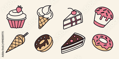 a collection of sweet treats and desserts Vector