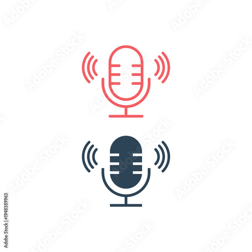 Microphone icons set isolated vector illustration.