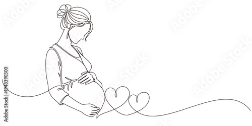 Hand Drawn line art of a Pregnant Woman in Single Line Art vector eps