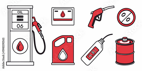 a collection of fuel and oil related icons Vector