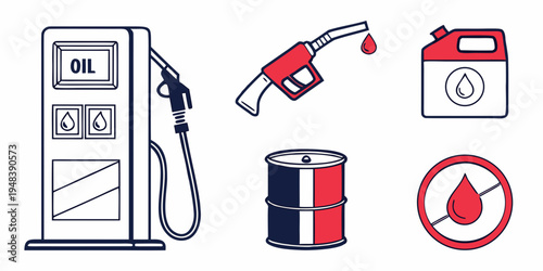 gas station and oil icons Vector