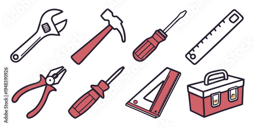 a set of tools for a handyman or repair work Vector