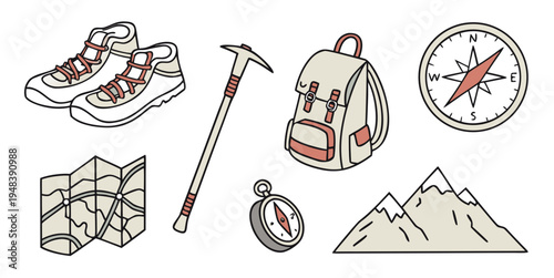 hiking and climbing equipment Vector