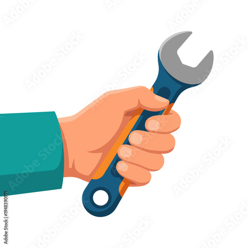 A close-up illustration of a hand gripping a wrench symbolizes the concepts of repair, maintenance, and the importance of tools in our everyday lives and work environments.