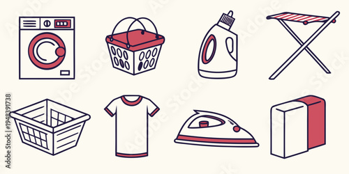 a collection of laundry and cleaning icons Vector