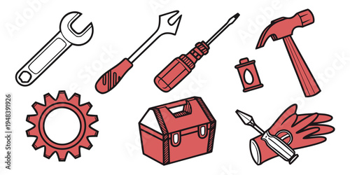 a collection of tools and equipment for repair and construction Vector