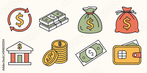 a collection of finance and money icons Vector