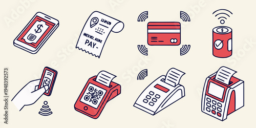 a set of various red and white vending machines Vector