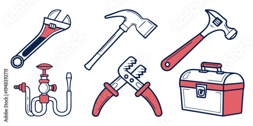 a set of tools for a handyman or repair work Vector