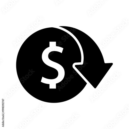  Minimal outline icon of dollar symbol with circular arrow representing currency exchange, money transfer, financial transaction, and exchange rate concept.