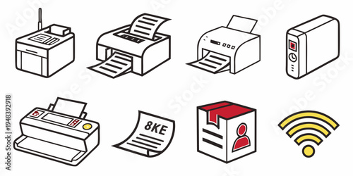 a collection of various printer icons Vector