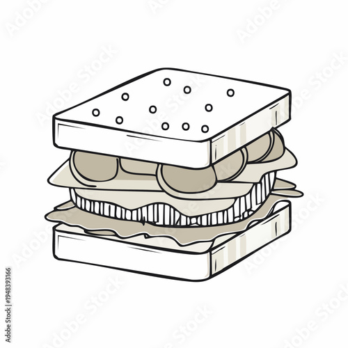 A Delicious Stacked Burger Sandwich Closeup.