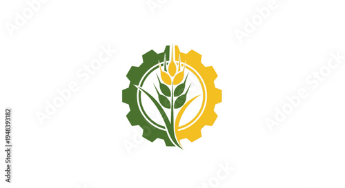 Wheat Gear Agriculture Technology Logo, isolated white background