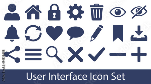 User Interface Icons Set, UI UX Elements Vector Icons, App Navigation Symbols, Web Interface Buttons